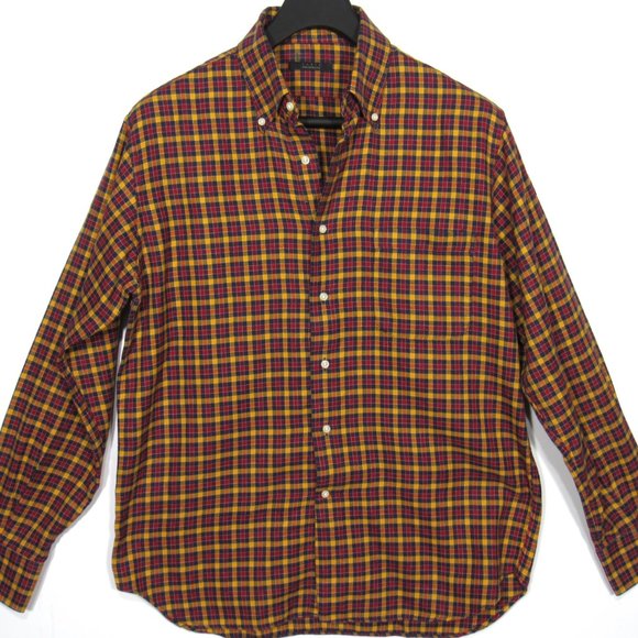 FABIO INGHIRAMI Men's Plaid Shirt Soft Fleece Italy Red Multicolor Size 16/41 - Picture 2 of 12